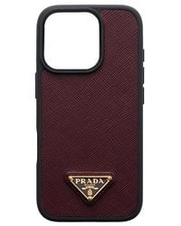 Prada - Saffiano Leather Case For Iphone 16 Pro - Lyst