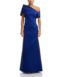 Teri Jon - Stretch Mikado Asymmetric Off Shoulder Cuff Gown - Lyst