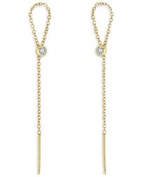 Zoe Chicco - 14k Yellow Gold Bezel Diamonds Threader Earrings - Lyst