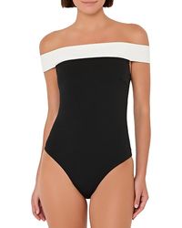 MILLY - Solid Off-The-Shoulder One Piece Swimsuit - Lyst