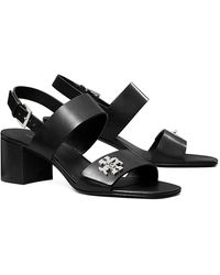 Tory Burch - T Lock Heel Sandals 55Mm Wedge Shoes, Leather - Lyst