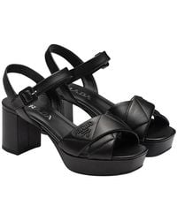 Prada - Quilted Nappa Leather Platform Sandals - Lyst