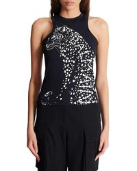 Balmain - Leopard Print Tank Top - Lyst