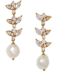 Nadri - Ravish Cubic Zirconia & Freshwater Pearl Linear Drop Earrings - Lyst