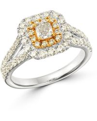 Bloomingdale's Diamond Halo Engaget Ring In 18k Yellow & White Gold - Metallic