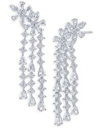 Kenneth Jay Lane - Cubic Zirconia Flower Waterfall Statement Earrings - Lyst