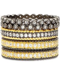 Freida Rothman Classic Stackable Rings In 14k Gold - Plated & Rhodium - Plated Sterling Silver - Metallic