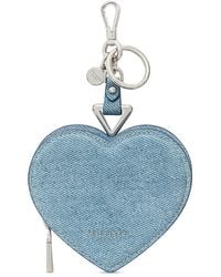 Kate Spade - Liv Denim Print Suede Heart Coin Purse Bag Charm - Lyst