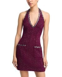 Aqua - Tweed Halter Mini Dress - Lyst