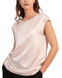 LILYSILK - Basic Cap Sleeves Silk Tee - Lyst
