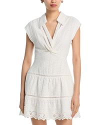 Alice + Olivia - Mila Eyelet Deep V Neck Dress - Lyst