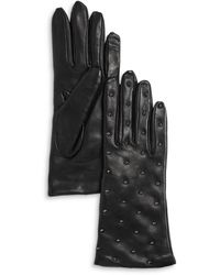 Bloomingdale's Fancy Studded Nappa Leather Gloves - Black