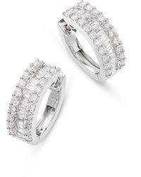 Bloomingdale's Fine Collection - Diamond Baguette & Round Huggie Hoop Earring - Lyst