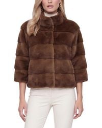 Lyla Grant - Faux Fur Mink Jacket With Cropped Sleeves - Lyst