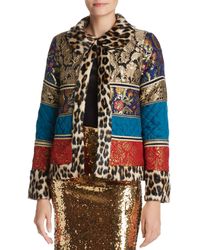 Alice + Olivia Glennie Patchwork Coat W/ Leopard Faux-fur Combo - Multicolor