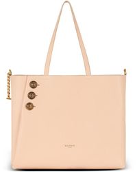 Balmain - Embleme Grained Calfskin Tote Bag - Lyst