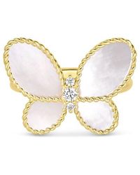 Roberto Coin - 18K Jasmine Mother Of Pearl & Diamond Butterfly Ring - Lyst