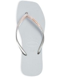 Havaianas Slim Square-toe Glitter Flip-flops in Blue | Lyst