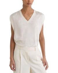 Reiss - Renita Mixed Media V Neck Sleeveless Top - Lyst