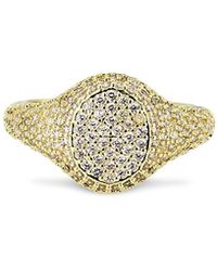 Aqua - Pave Oval Signet Ring - Lyst