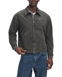 Rag & Bone - Leather Collar Cotton Denim Workwear Jacket - Lyst