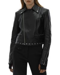 Helmut Lang Leather Studded Moto Jacket - Black