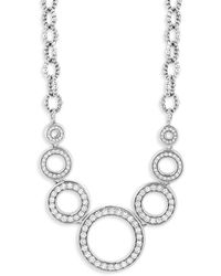Lagos Sterling Silver Caviar Spark Diamond Multi Circle Statet Necklace - Metallic