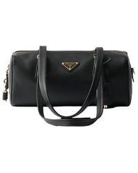 Prada - Medium Leather Top-Handle Bag With Padlock - Lyst