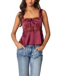 Edikted - Loryn Lacey Satin Effect Top - Lyst