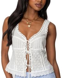 Edikted - Fiore Eyelet Tie Front Top - Lyst