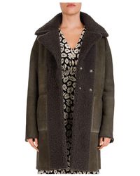 Gerard Darel Ambre Reversible Real Shearling Coat - Gray