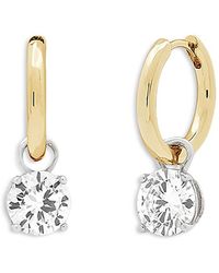 Shashi - Roux Cubic Zirconia Charm Huggie Hoop Earrings - Lyst