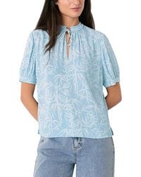 Whistles - Leaves Tie Neck Blouse - Lyst