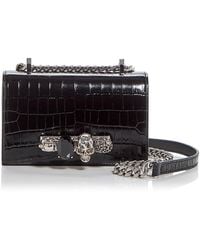 McQueen - Mini Jewelled Croc Embossed Leather Shoulder Bag - Lyst