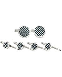 David Donahue - Sterling, Mother Of Pearl & Onyx Checkerboard Stud & Cufflink Set - Lyst