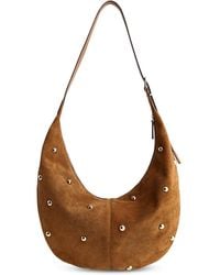 Madewell - The Essential Studded Suede Curve Shoulder Bag - Lyst