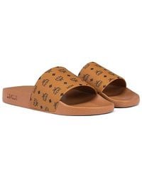 MCM - Monogram Print Rubber Slides - Lyst