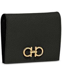 Ferragamo - Ferragamo Gancini Leather Compact French Wallet - Lyst