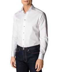 Eton - White Twill Shirt With Grey Details - Slim Fit - Lyst