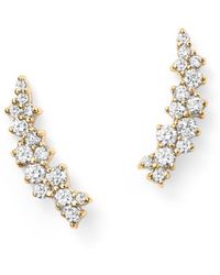 Bloomingdale's Small Diamond Scatter Ear Climbers In 14k Yellow Gold - Metallic