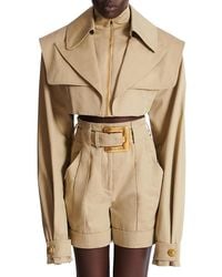 Balmain - Cropped Gabardine Jacket - Lyst