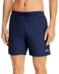 BOSS by HUGO BOSS Medium Length Swim Shorts In Quick Dry Fabric - Blue