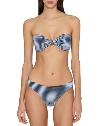 MILLY - Textured Striped Bandeau Bikini Top - Lyst