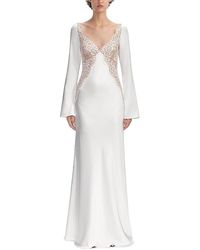 Self-Portrait - X Christopher Kane Lace Satin Long Sleeve Maxi Dress - Lyst