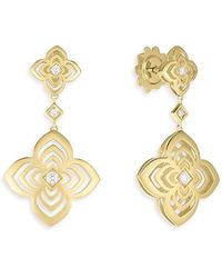 Roberto Coin - 18K Palazzo Ducale Diamond Satin Flower Drop Earrings - Lyst