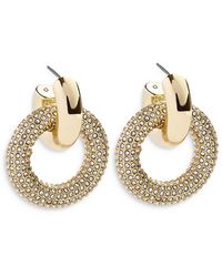 BaubleBar - Donna Pave Circle Charm Huggie Hoop Earrings - Lyst