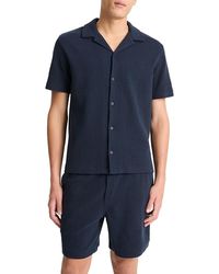 Vince - Cotton Blend Boucle Regular Fit Button Down Camp Shirt - Lyst