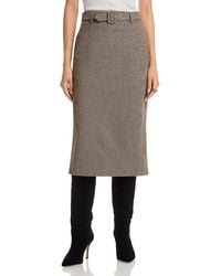French Connection - Houndstooth Belted Midi Skirt - Lyst