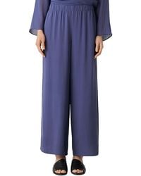 Eileen Fisher - Silk Georgette Crepe Wide Leg Pull On Ankle Pants - Lyst