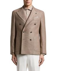Peserico - Wool, Silk & Linen Regular Fit Double Breasted Blazer - Lyst
